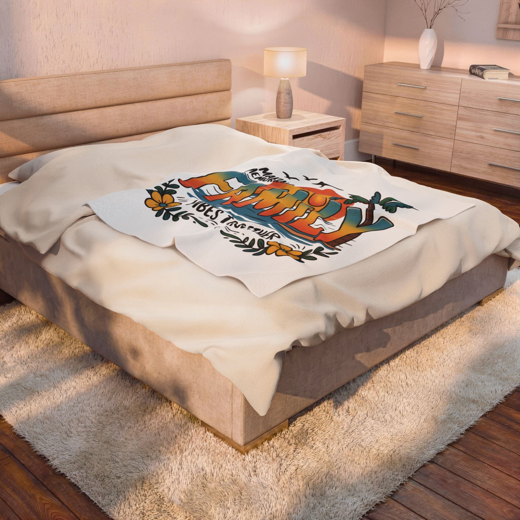 Family Vibes Velveteen Plush Blanket