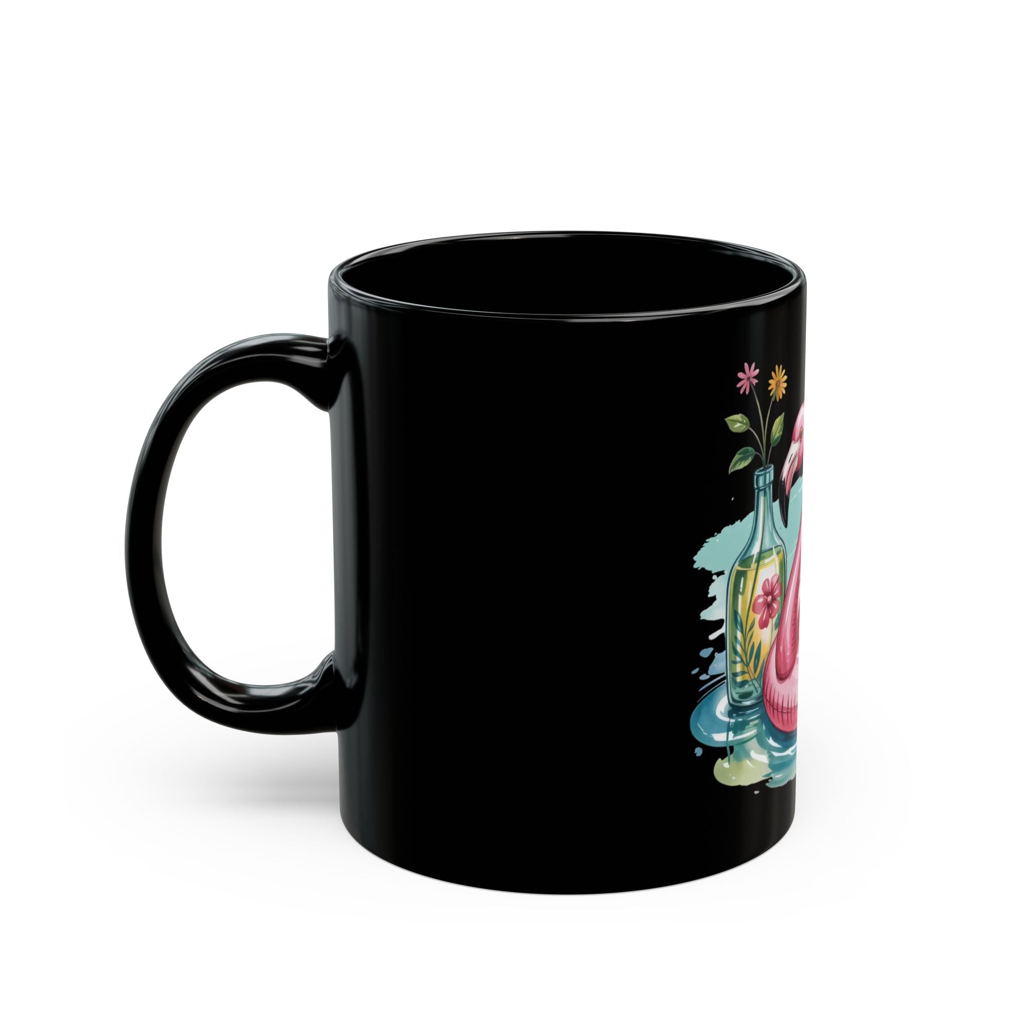 Pink Flamingo Black Mug (11oz, 15oz)
