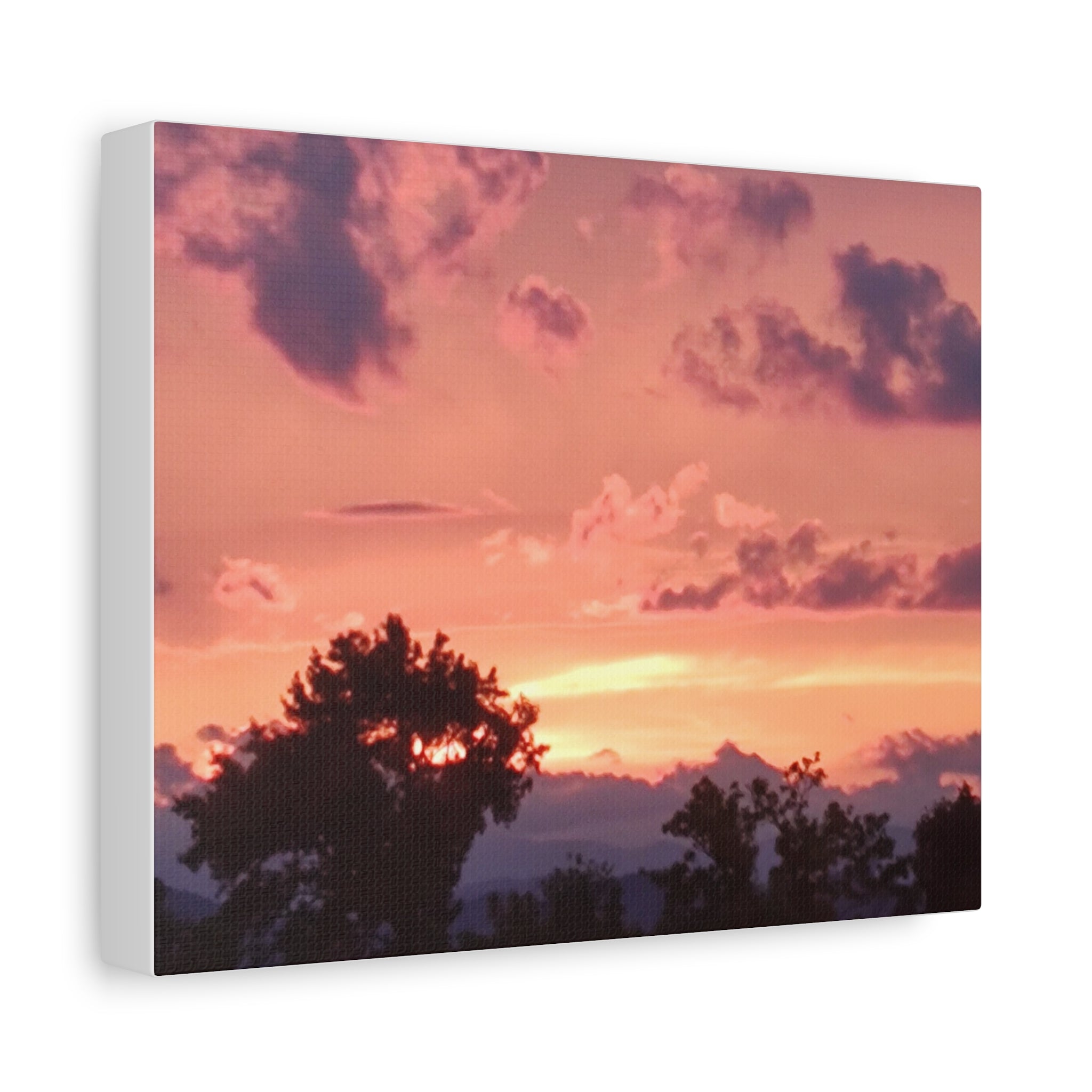 Pink Sunset Landscape Matte Canvas Wall Art - Stretched 1.25"