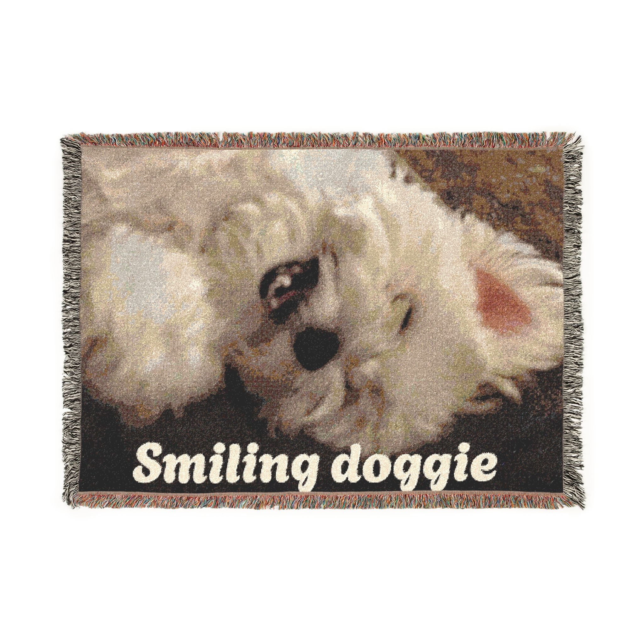 Smiling Doggie Woven Blanket